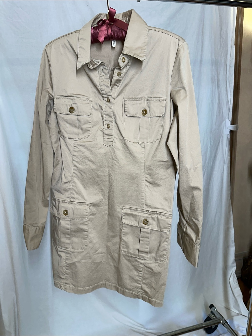 Old Navy Khaki safari style dress with Patch Pockets